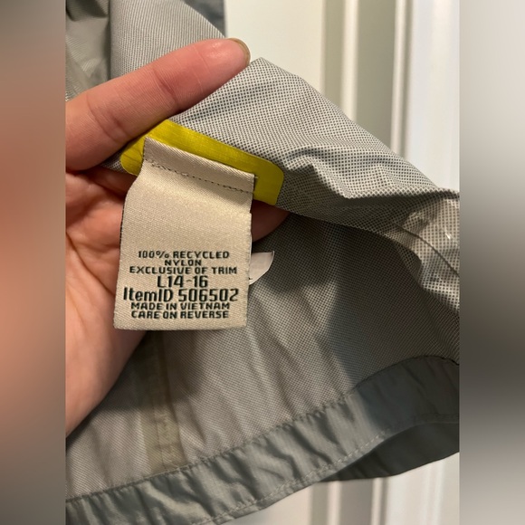 L.L. Bean Youth L Rain Jacket Gray Yellow Waterproof Reflective Outdoor Shell - Picture 8 of 16